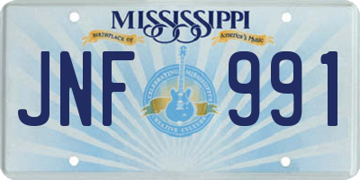 MS license plate JNF991