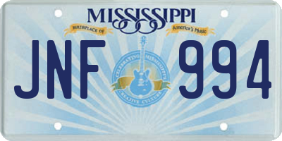 MS license plate JNF994