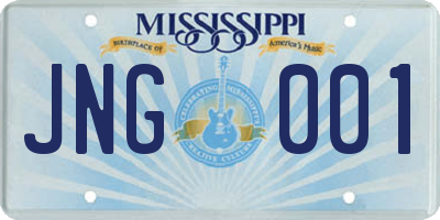 MS license plate JNG001