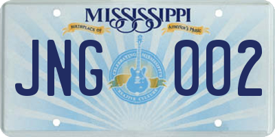 MS license plate JNG002