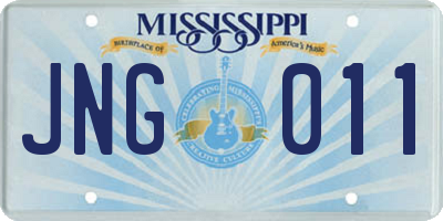 MS license plate JNG011