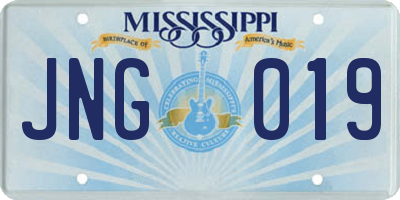 MS license plate JNG019