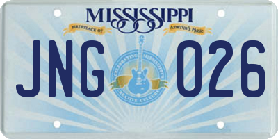 MS license plate JNG026