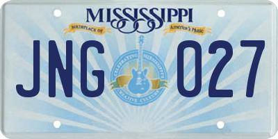 MS license plate JNG027