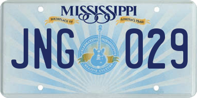 MS license plate JNG029