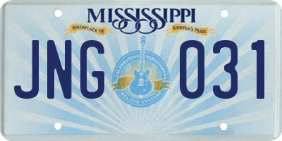 MS license plate JNG031