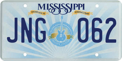 MS license plate JNG062