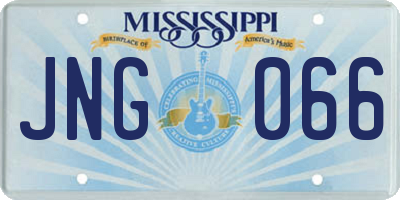 MS license plate JNG066