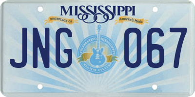 MS license plate JNG067