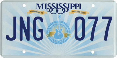 MS license plate JNG077