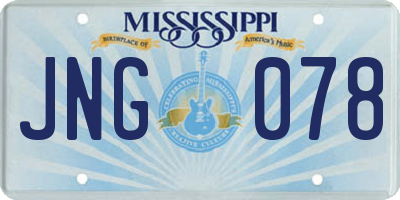 MS license plate JNG078