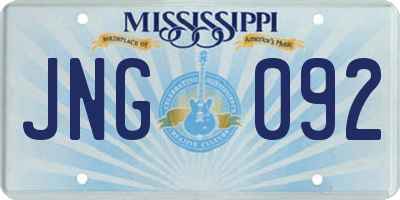 MS license plate JNG092