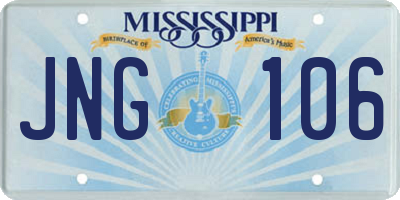 MS license plate JNG106