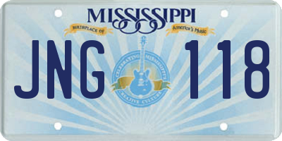 MS license plate JNG118