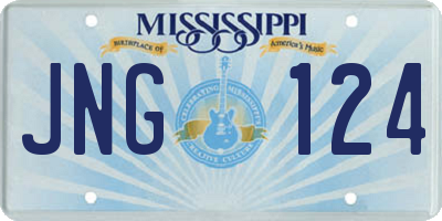 MS license plate JNG124
