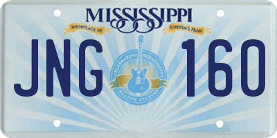 MS license plate JNG160