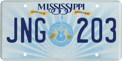MS license plate JNG203