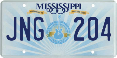 MS license plate JNG204
