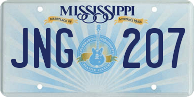 MS license plate JNG207