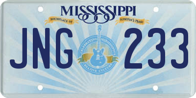 MS license plate JNG233