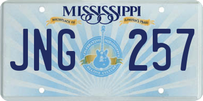 MS license plate JNG257