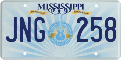 MS license plate JNG258