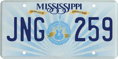 MS license plate JNG259