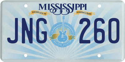 MS license plate JNG260