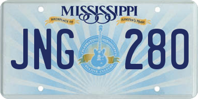 MS license plate JNG280