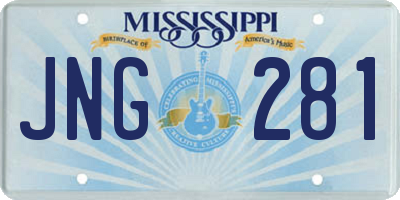 MS license plate JNG281