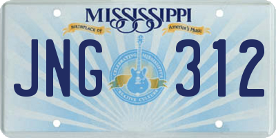 MS license plate JNG312