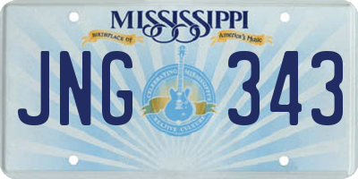 MS license plate JNG343