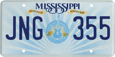 MS license plate JNG355