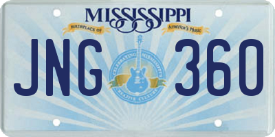 MS license plate JNG360