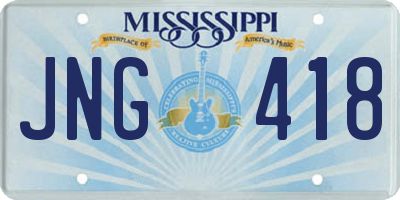 MS license plate JNG418