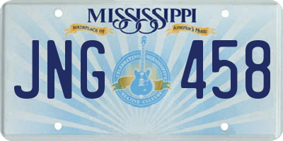 MS license plate JNG458