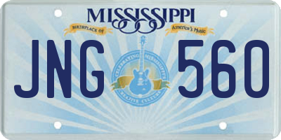 MS license plate JNG560
