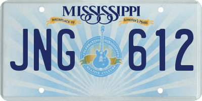 MS license plate JNG612