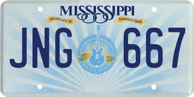 MS license plate JNG667