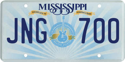 MS license plate JNG700