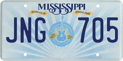 MS license plate JNG705