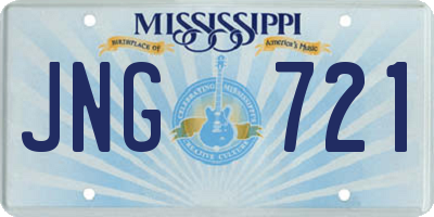 MS license plate JNG721