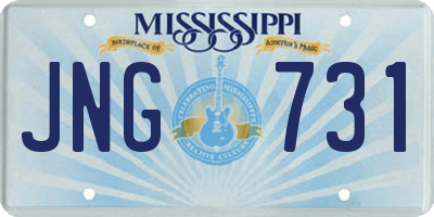 MS license plate JNG731