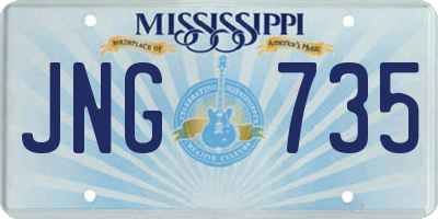 MS license plate JNG735