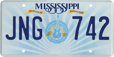 MS license plate JNG742
