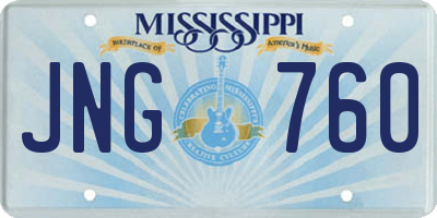 MS license plate JNG760
