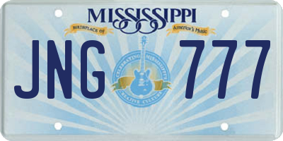 MS license plate JNG777