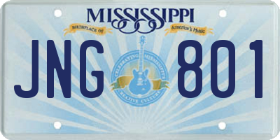 MS license plate JNG801