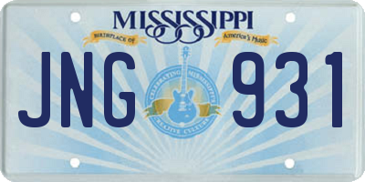 MS license plate JNG931