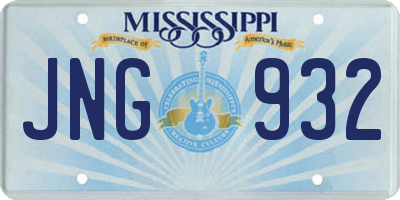 MS license plate JNG932
